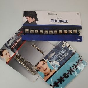 3 dark accesories  2 chokers and Spike hair accessory